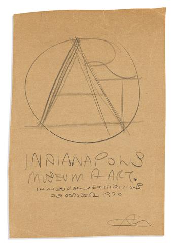 (ARTISTS.) INDIANA, ROBERT. Two ink and colored pencil drawings, dated and Signed, R Indiana or R.I., designs for 1970 exhibition p